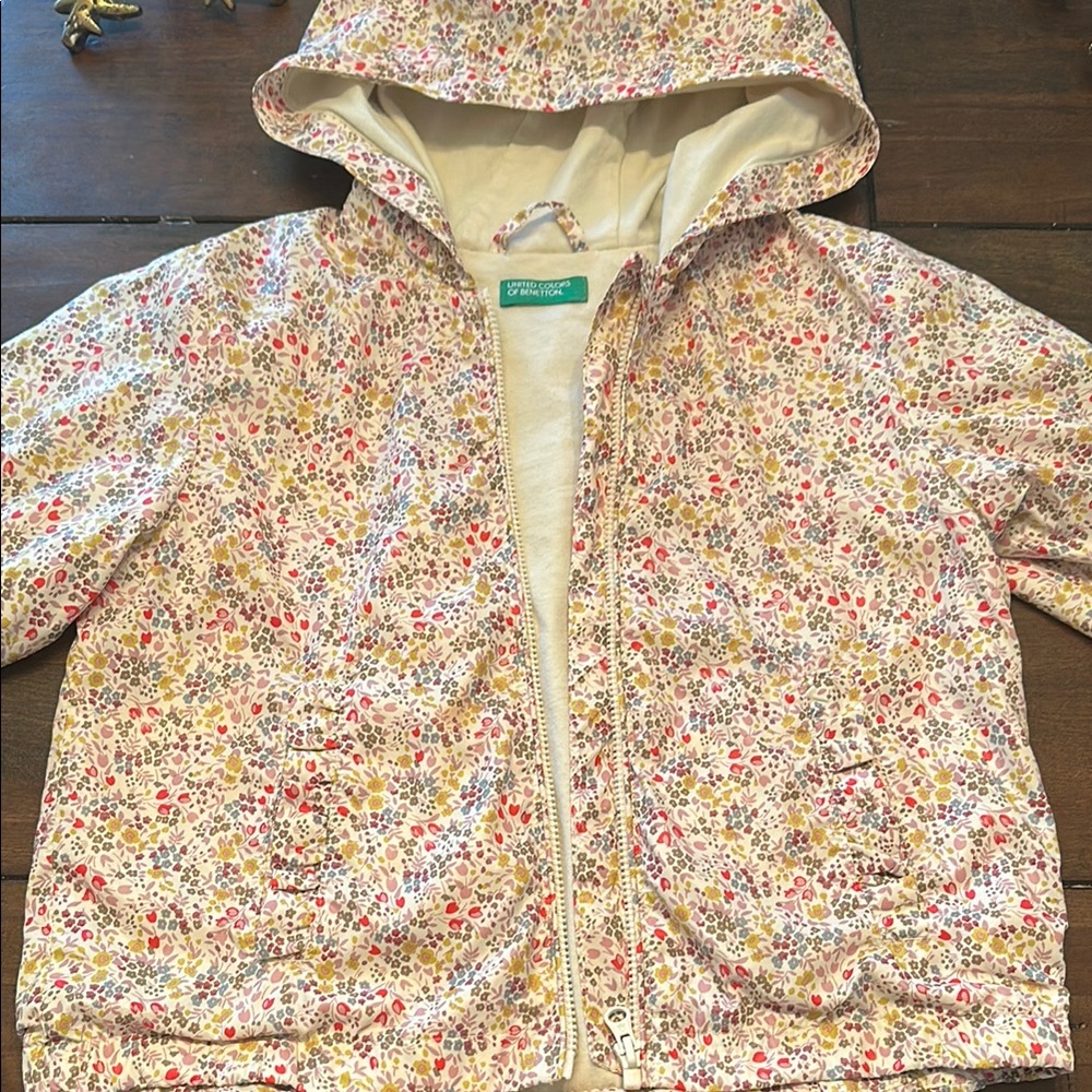 United Colors Of Benetton Red and Yellow Raincoat with Hood